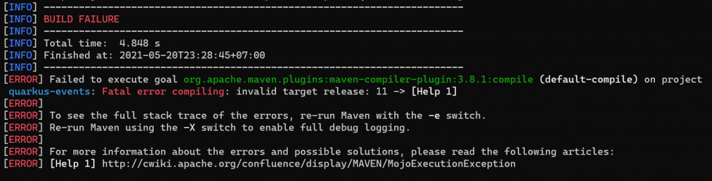 invalid target release 11