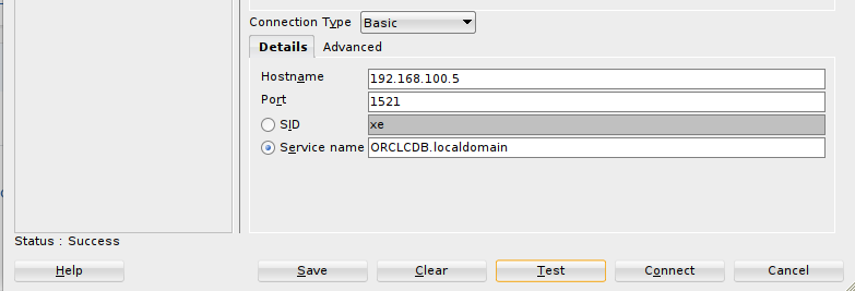 Connect to oracle database 12c successfully from sqldeveloper