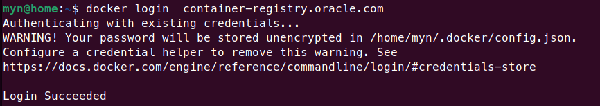 login to oracle container registry