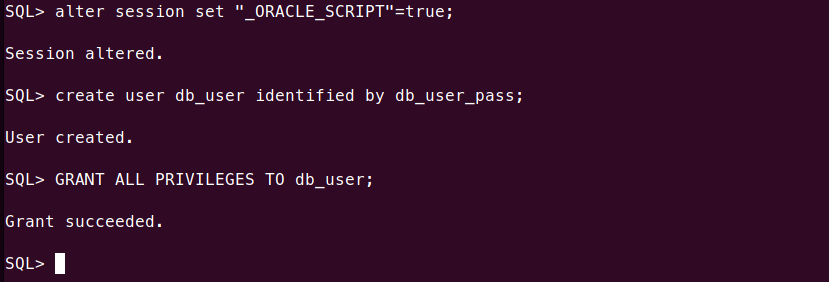create an user in oracle database 12c docker container