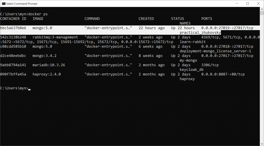 Running mongoDB with docker