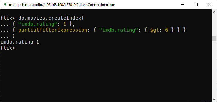 Creating a partial index