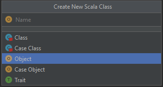 Create a new scala object