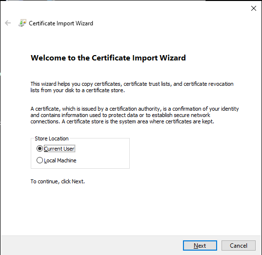 Import CA certificate on Windows