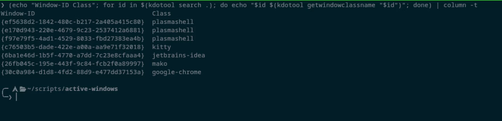 Get the opening window classes